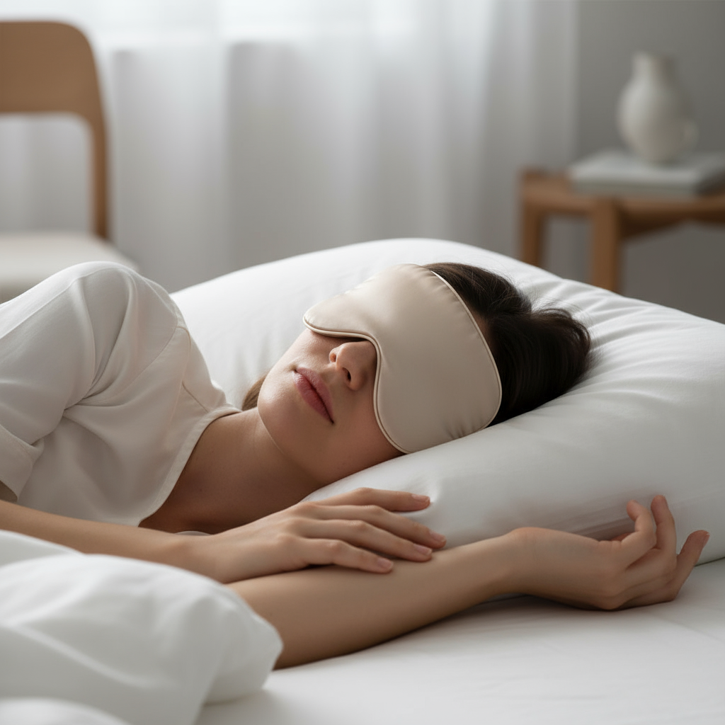 Mulberry Silk Sleep Mask 佩戴场景