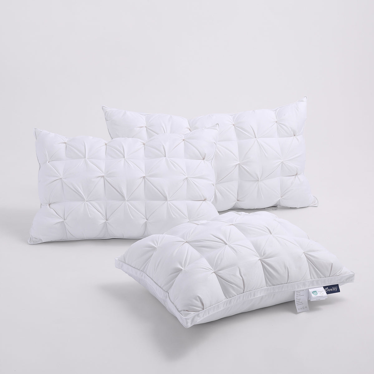 LuxTwist pillow close-up showing premium goose down quality