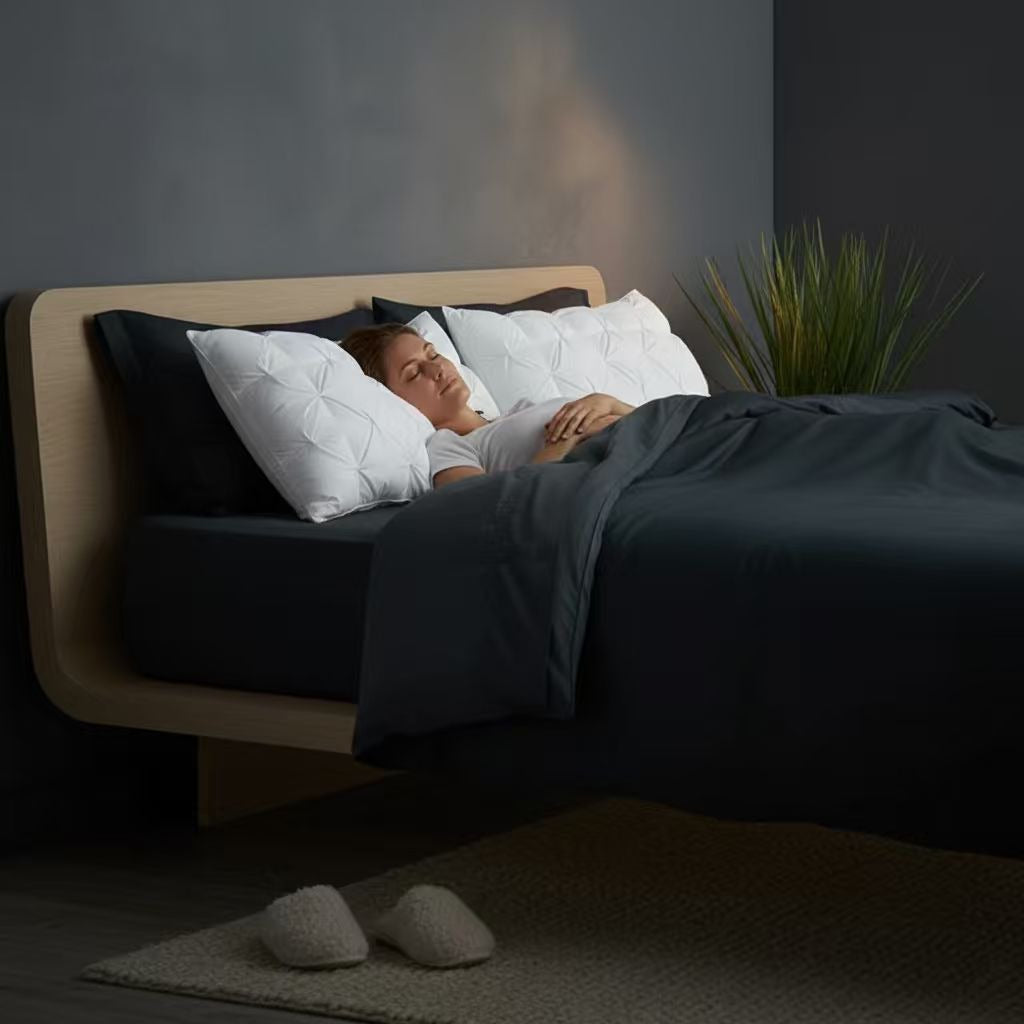 LuxTwist Goose Down Pillow designed for back sleepers - optimal head and neck support