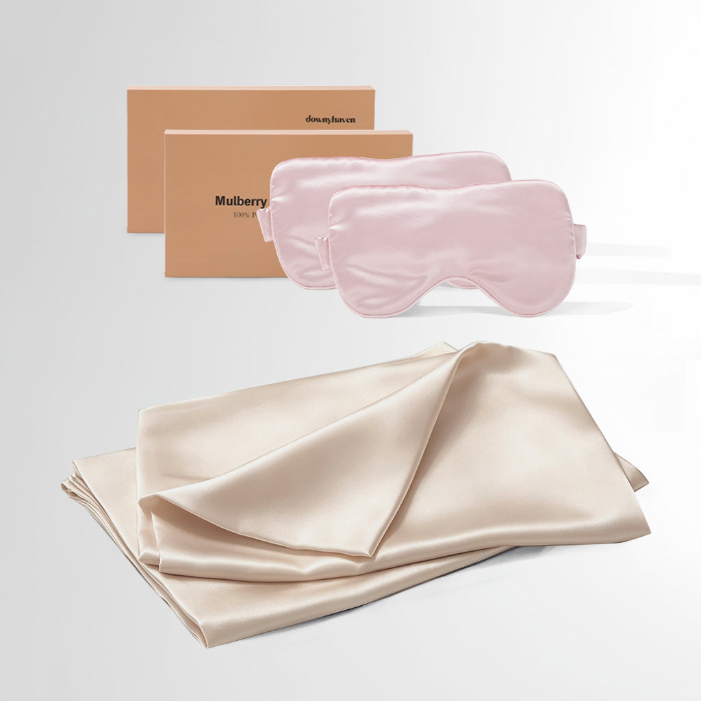 #Sleep Mask Color_Pink#Pillowcase Color_Champagne