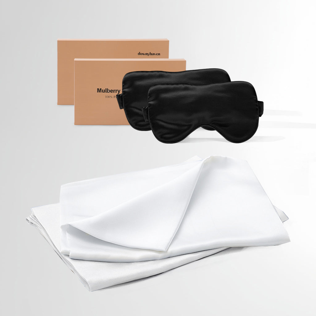 #Sleep Mask Color_Black#Pillowcase Color_White