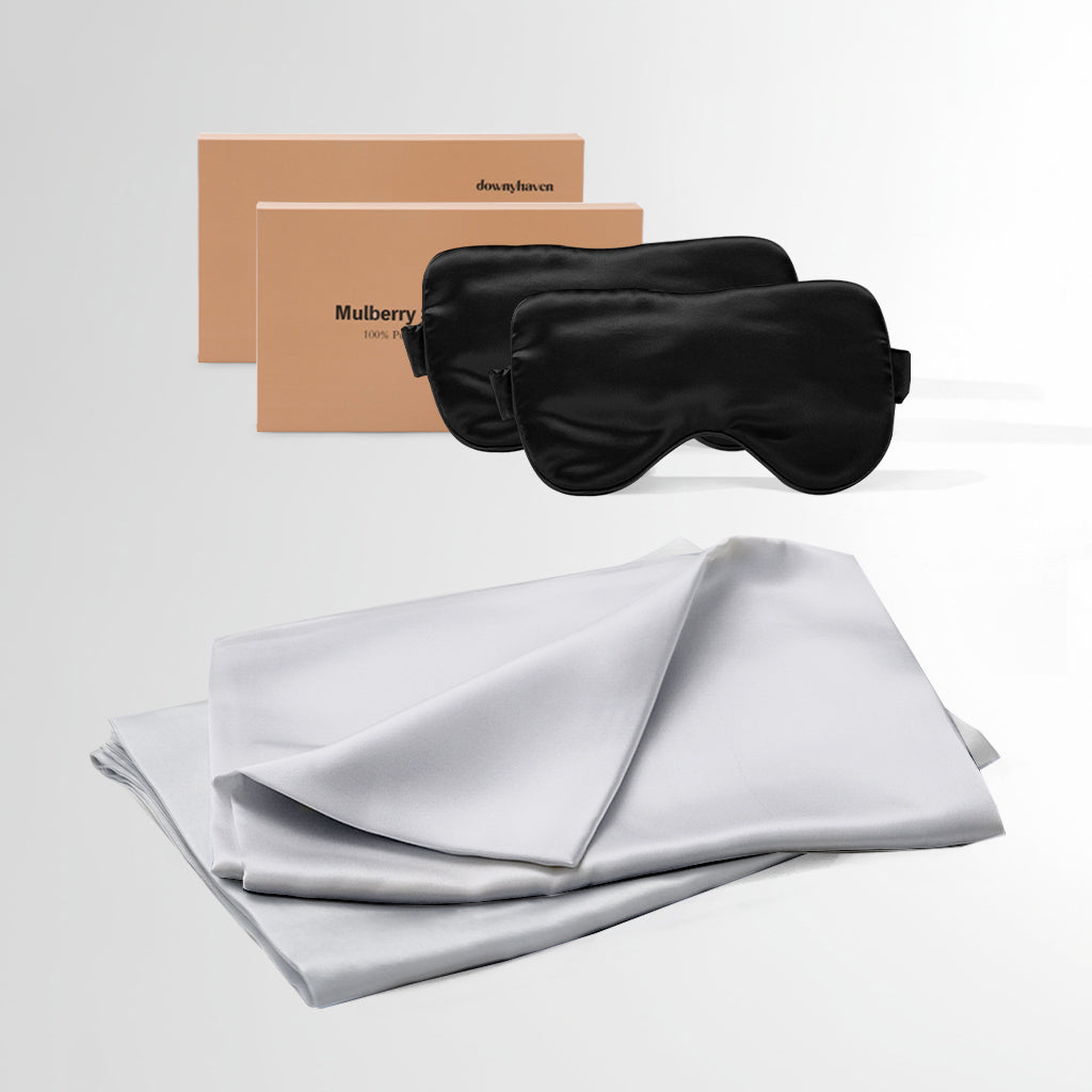 #Sleep Mask Color_Black#Pillowcase Color_Silver Grey