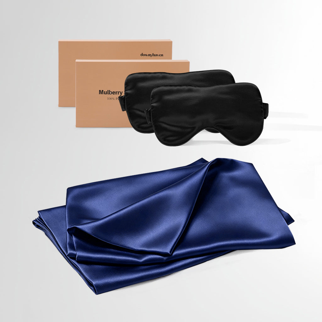#Sleep Mask Color_Black#Pillowcase Color_Royal Blue