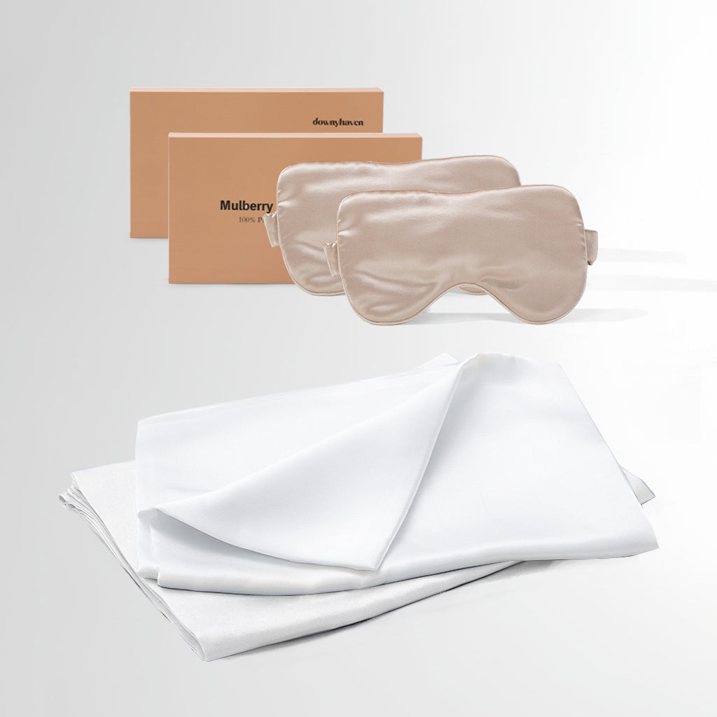 #Sleep Mask Color_Champagne#Pillowcase Color_White